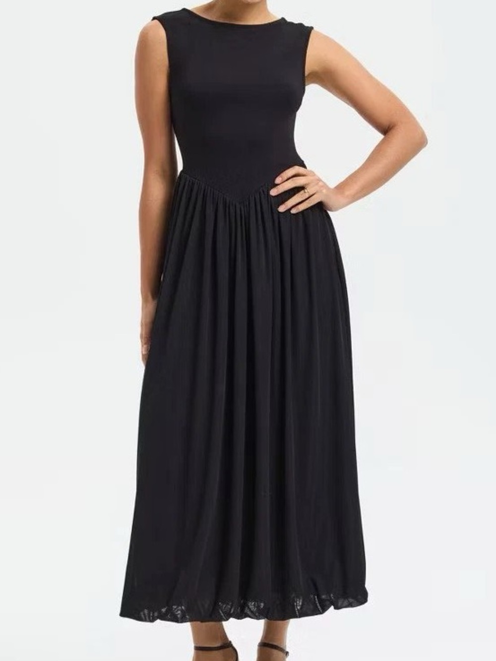Elegant Black Sleeveless Maxi Dress by
